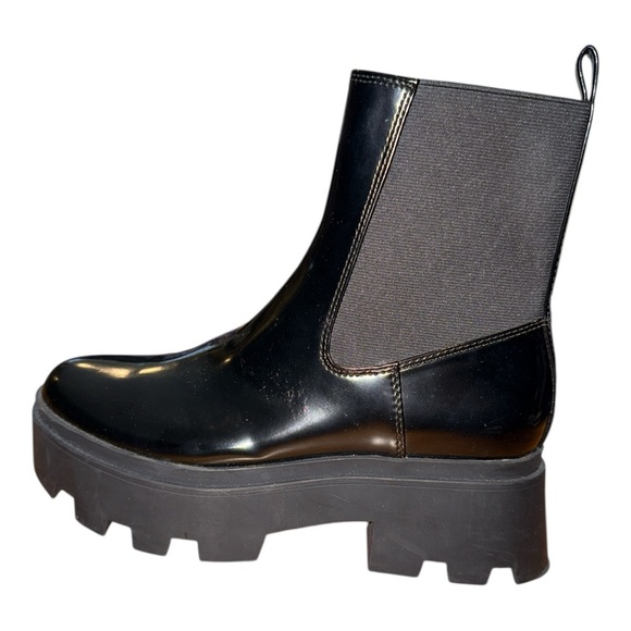 Open Edit Black Patent Leather Chelsea Lug Boot size 7.5 - Picture 2 of 6